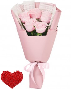 Букет Розовых Роз с в Матовой Упаковке LUX
