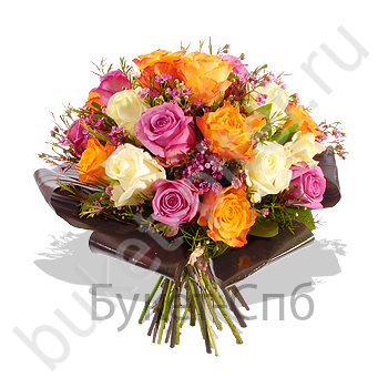 Букет из 23 разноцветной розы