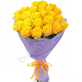 Букет из 25 желтых роз в яркой упаковке