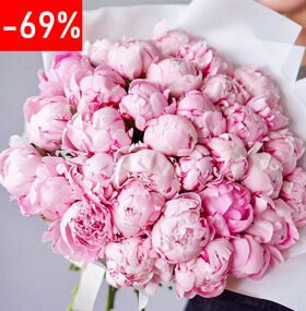 35 Розовых Пионов в Односторонней Упаковке