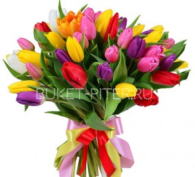 Букет Разноцветных Тюльпанов