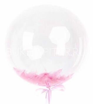 Шар Бабблс Bubbles с перьями розовыми