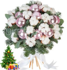 Букет с Хлопком и Елочными Шарами