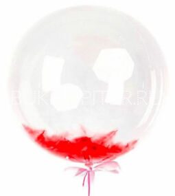 Шар Бабблс Bubbles с перьями красными