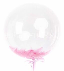 Шар Бабблс Bubbles с перьями розовыми