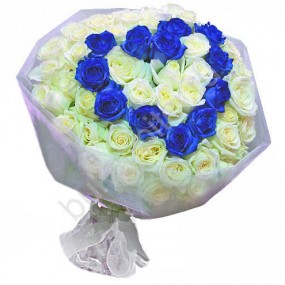 Букет из синей и белой розы