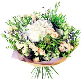 Букет с Гортензией и Кустовой Розой