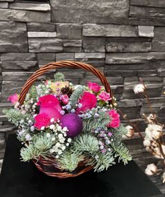 Новогодняя Корзина с украшениями