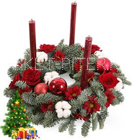 Новогодняя Композиция с Красными Свечами