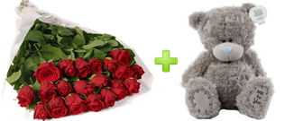 Букет из роз + медведь